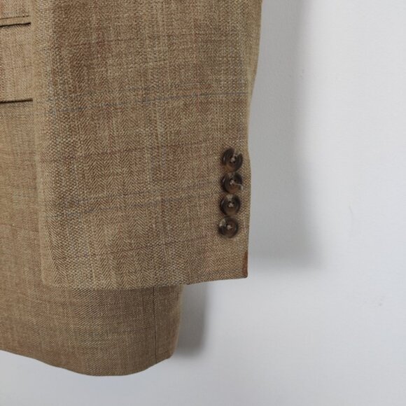 Ralph Lauren Men's Blazer Tan Jacket Size 44L Silk Linen Lambswool Quiet Luxury - Picture 2 of 12